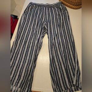 Old Navy Blue and White Striped Linen Pants